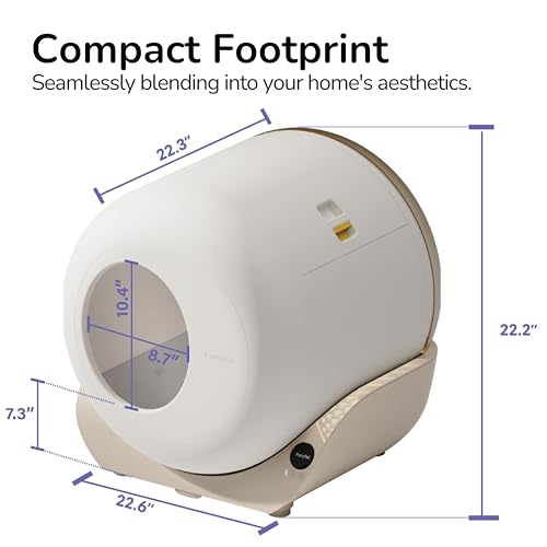 Self Cleaning Litter Box with APP - Automatic Cat Litter Box for All Your Cats, Odor Control, Spacious Interior and Large Wastes Bin Capacity