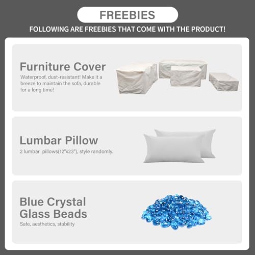 Rattaner Patio Wicker Furniture Set 6 Pieces Outdoor HDPE Wicker Conversation Couch Sectional Chair Sofa Set with Grey Cushions