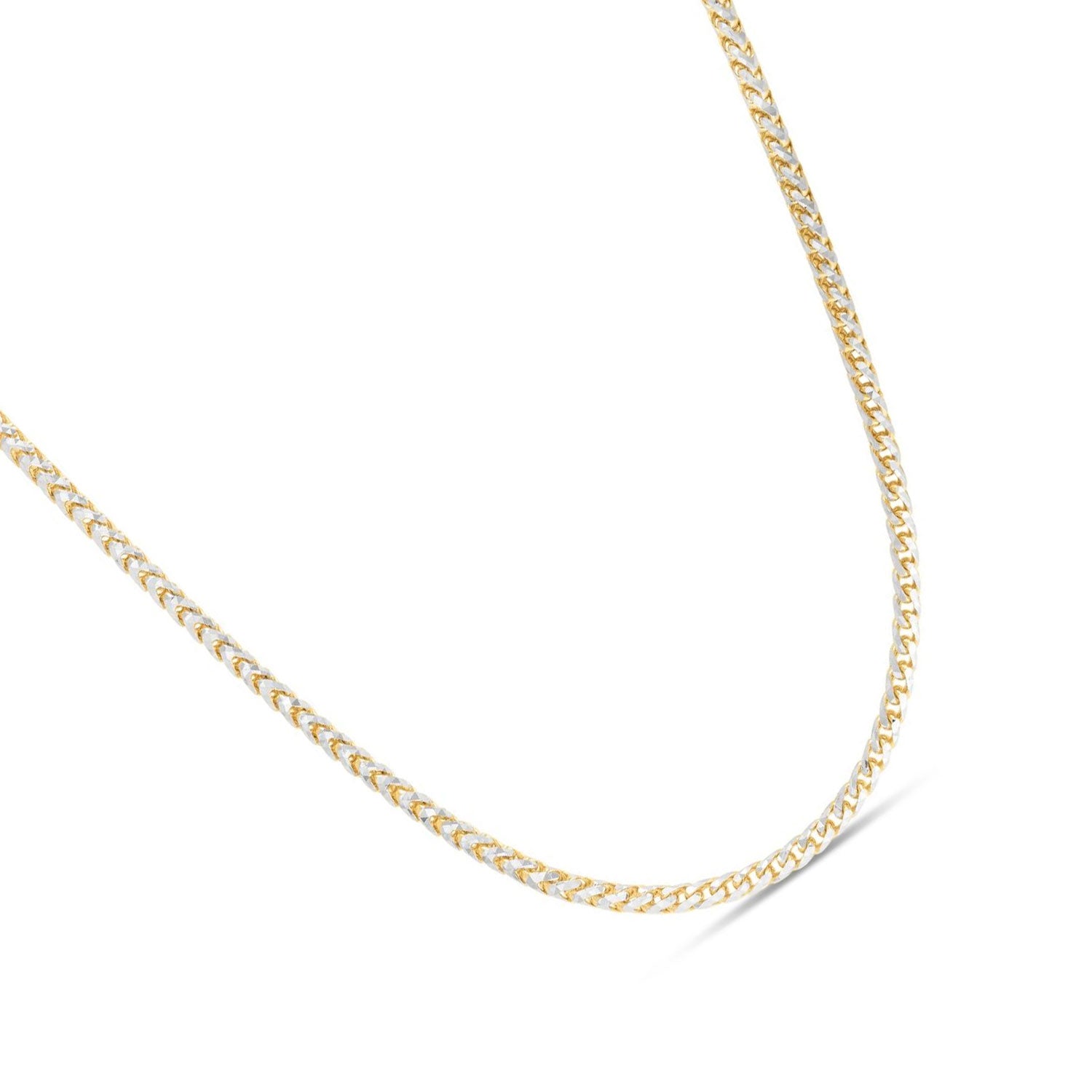 14K Two Tone Gold 3.15mm Round Pave Franco Chain Bracelet 8 Inches Lobster Clasp
