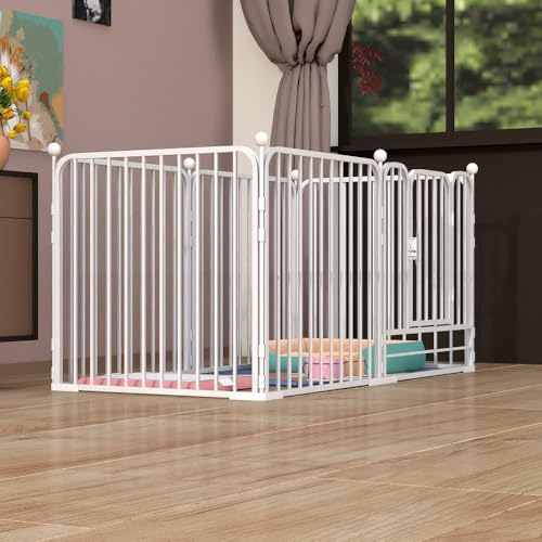 Dog Pen Pet Playpen Panel Pen Bunny Fence Indoor Outdoor Fence Playpen Heavy Duty Exercise Pen Dog Crate Cage Kennel(White)