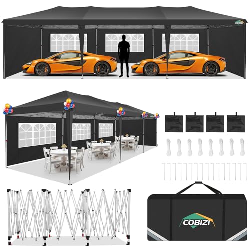 COBIZI 10x10 Pop up Canopy Tent Protable Canopy Tent with 4 Sidewalls Waterproof Commercial Instant Shelter for Parties, Wedding