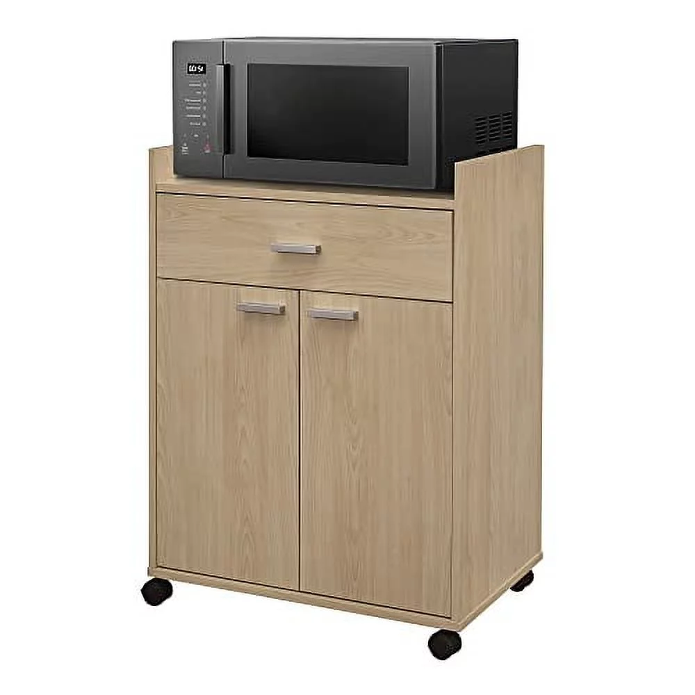Kings Brand Furniture - Kitchen Microwave Cart, Accent Storage Cabinet with 1 Drawer and 2 Doors, Beech