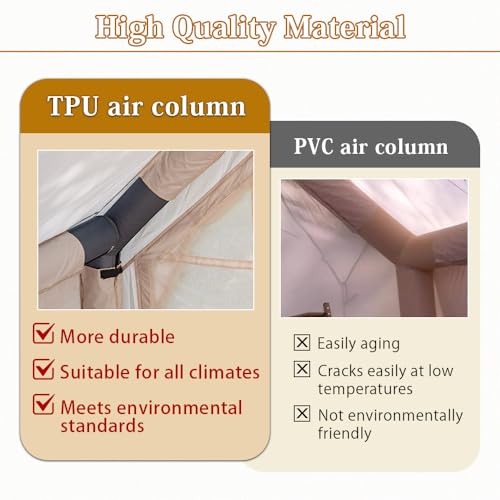 Inflatable Camping Tents Air Glamping Tents 4 Season Waterproof Easy Set up Cabin House Tent Blow up Tent for Family Camping