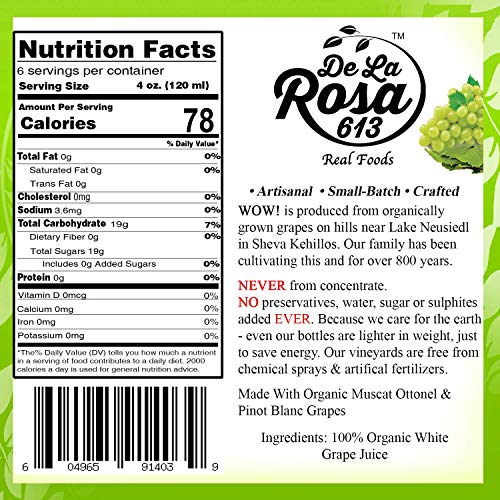De La Rosa Austrian Red Grape Juice, Kosher, Non-GMO & Gluten Free, 100% Organic Red Grape Juice, No Sugar Added, No Preservative