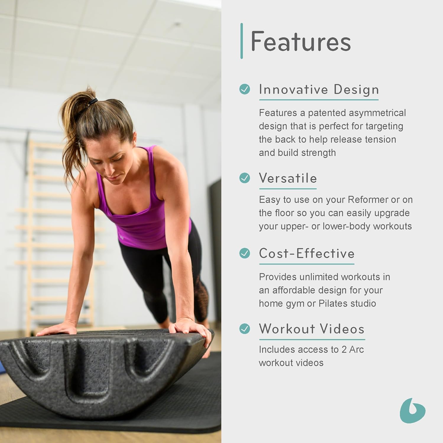 Balanced Body Pilates Arc, Step Barrel for Spine Exercises, Balance, Core Strengthening, and Stretching, Spine Corrector, Reformer Wedge