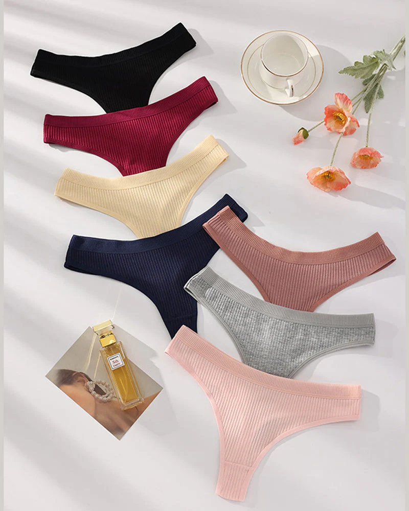 Seamless Low-Rise Cotton Thong Panty (9 Pack)