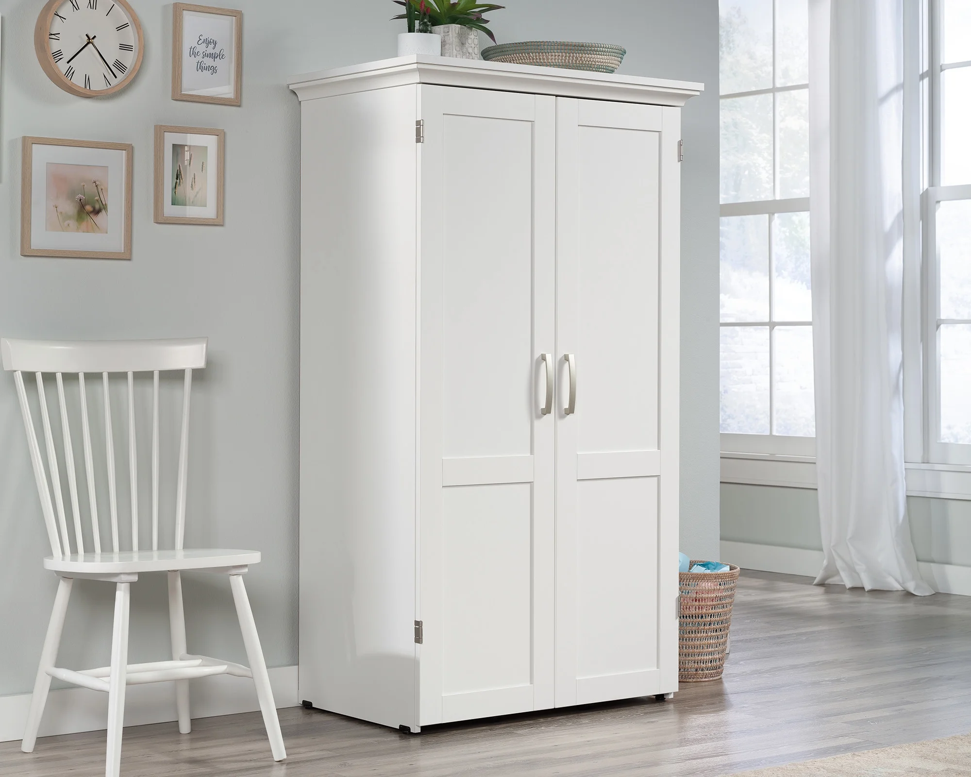 Sauder Select Craft & Sewing Armoire in Soft White - Curated Treasures Market