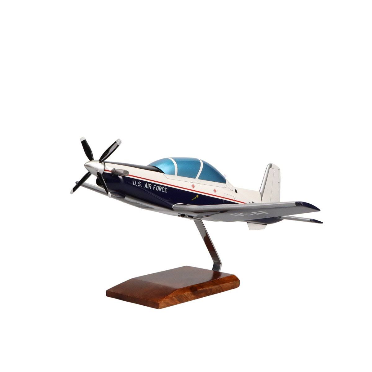 Beechcraft T-6a Texan II U.S. Air Force (Blue) Limited Edition Large Mahogany Model
