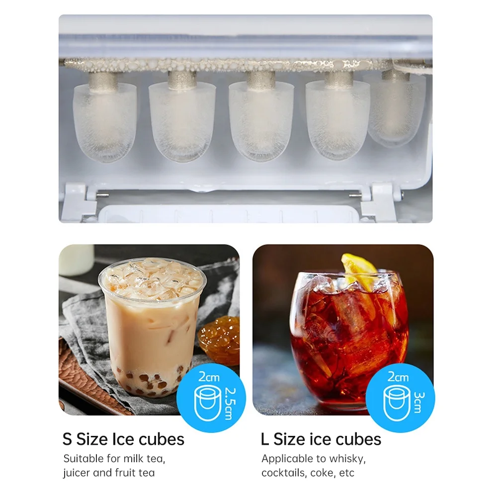 Walmeck Countertop Ice Maker, 10Cubes Ready in 6 Mins, 26lbs in 24Hrs, Self-Cleaning Ice Machine with Ice  and Basket