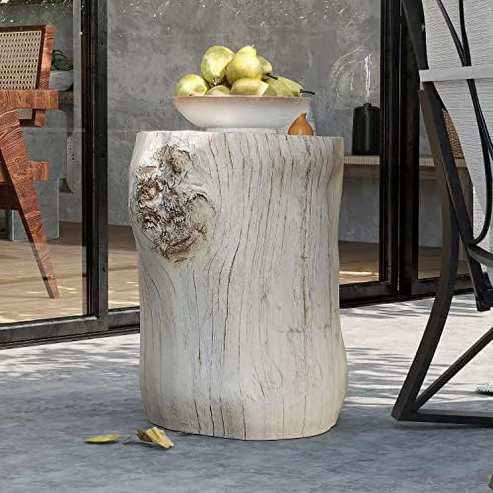 xrboomlife Rustic Stump Side Table  Brown Wood-Look End Table  Stump Accent Side Table Stool for Living Room