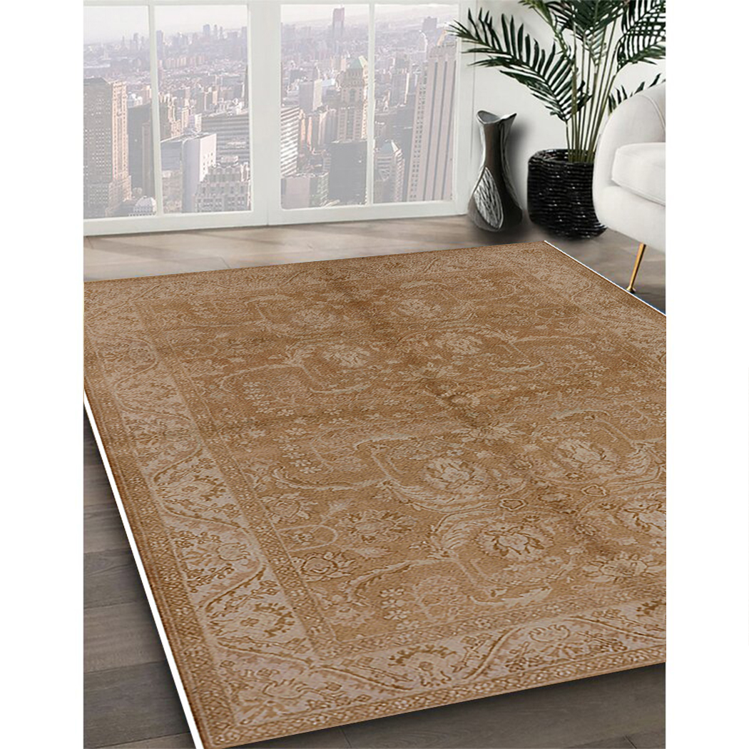 Ahgly Company Indoor Rectangle Mid-Century Modern Light Brown Oriental Area Rugs, 2' x 5'