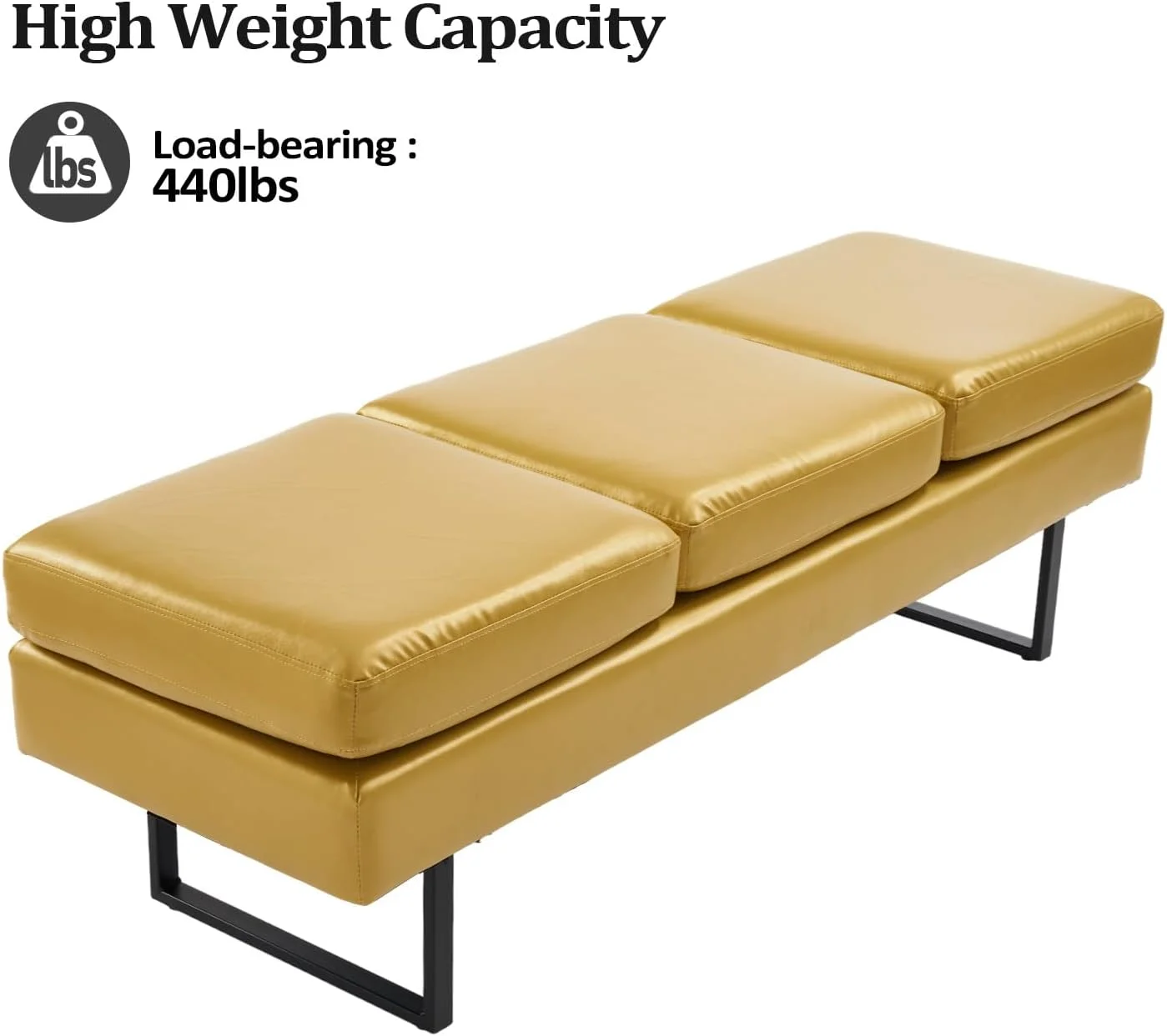 OmySalon Waiting Room Bench Seating, Salon Reception Chairs 3 Seats Upholstered, 59.5''Heavy Duty Guest Lobby Chairs, Faux Leather Settee