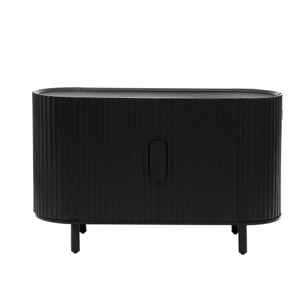 Motent Curved Design Light Luxury Sideboard with Adjustable Shelves,Suitable for Living Room,Study and Entrance, Black