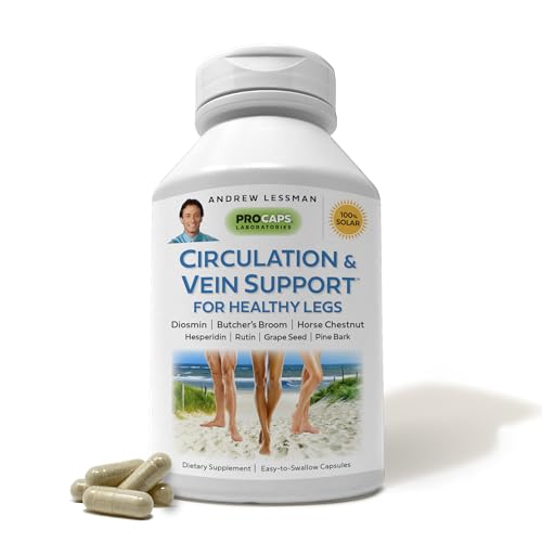 ANDREW LESSMAN Circulation & Vein Support for Healthy Legs 30 Capsules - High Bioactivity Diosmin, Butcher's Broom