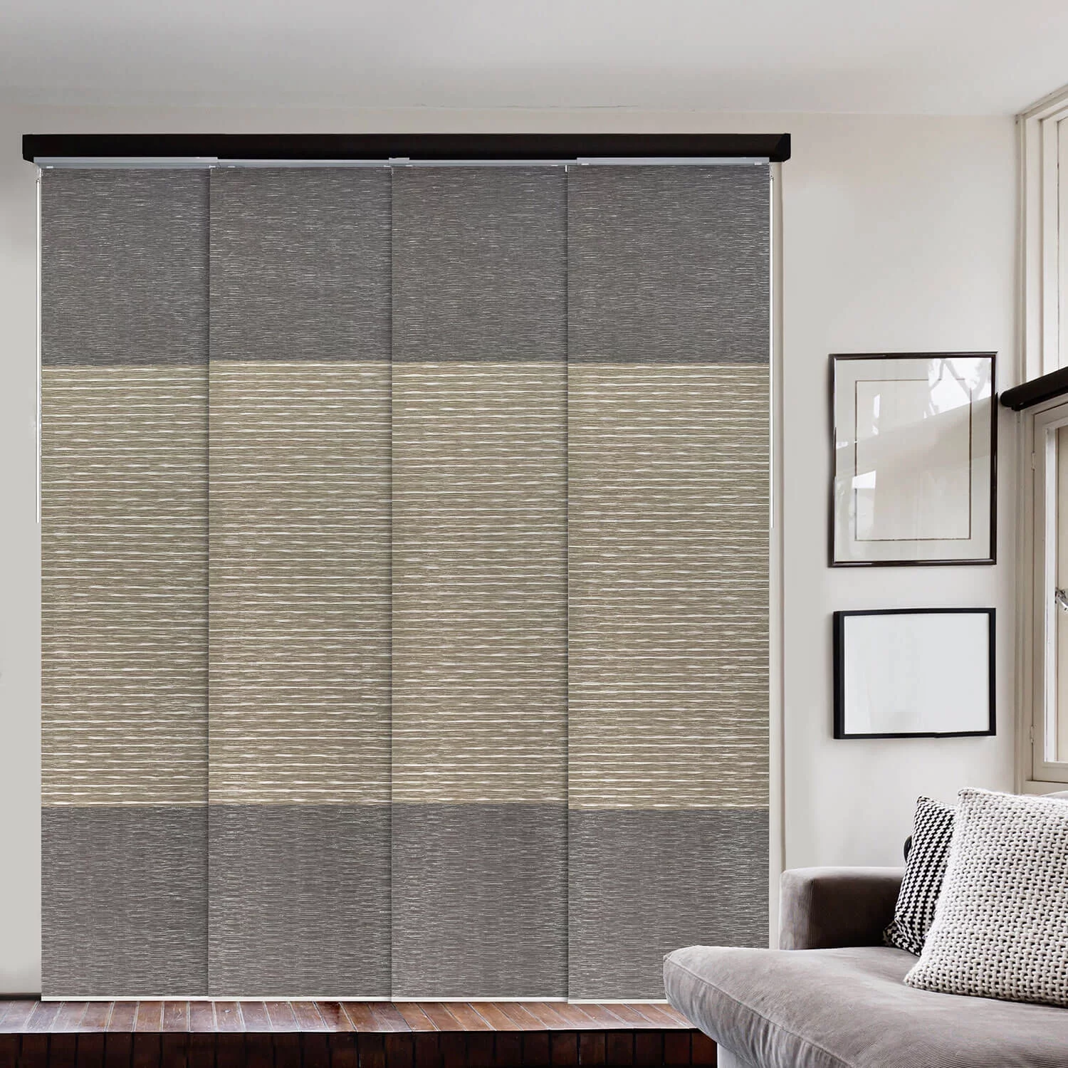 GoDear Design Adjustable Sliding Panel Track Blind 45.8"-86" W x 96" H, Vertical Blinds, 99% Blackout, Amazon River