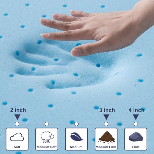 Sleepmax 4 Inch Firm Mattress Topper Queen - Gel Memory Foam Mattress Topper - High Density Foam Mattress Pad for Back Pain