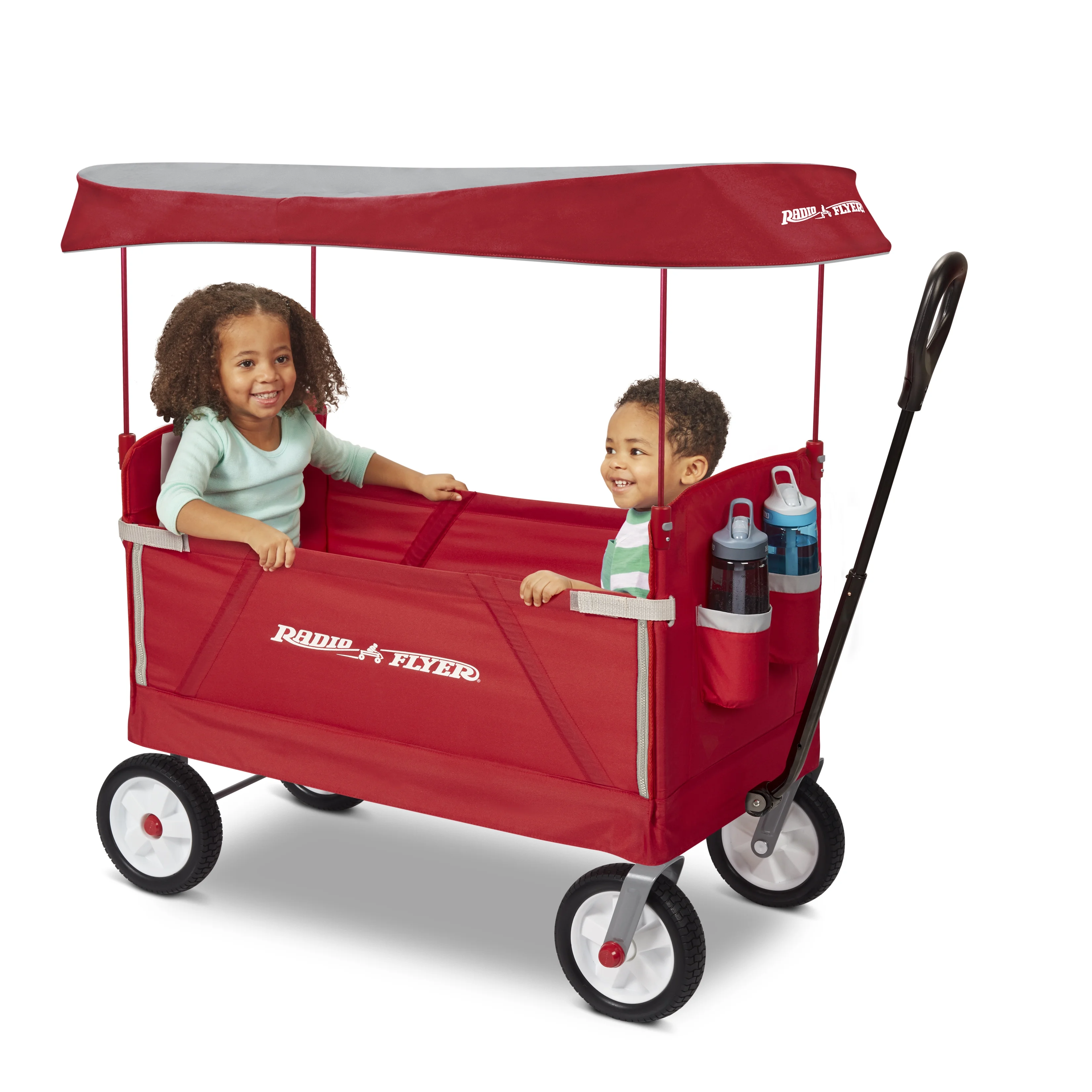Radio Flyer, 3-in-1 off-Road EZ Folding Kids Wagon with Canopy, Puncture Proof Tires, Red