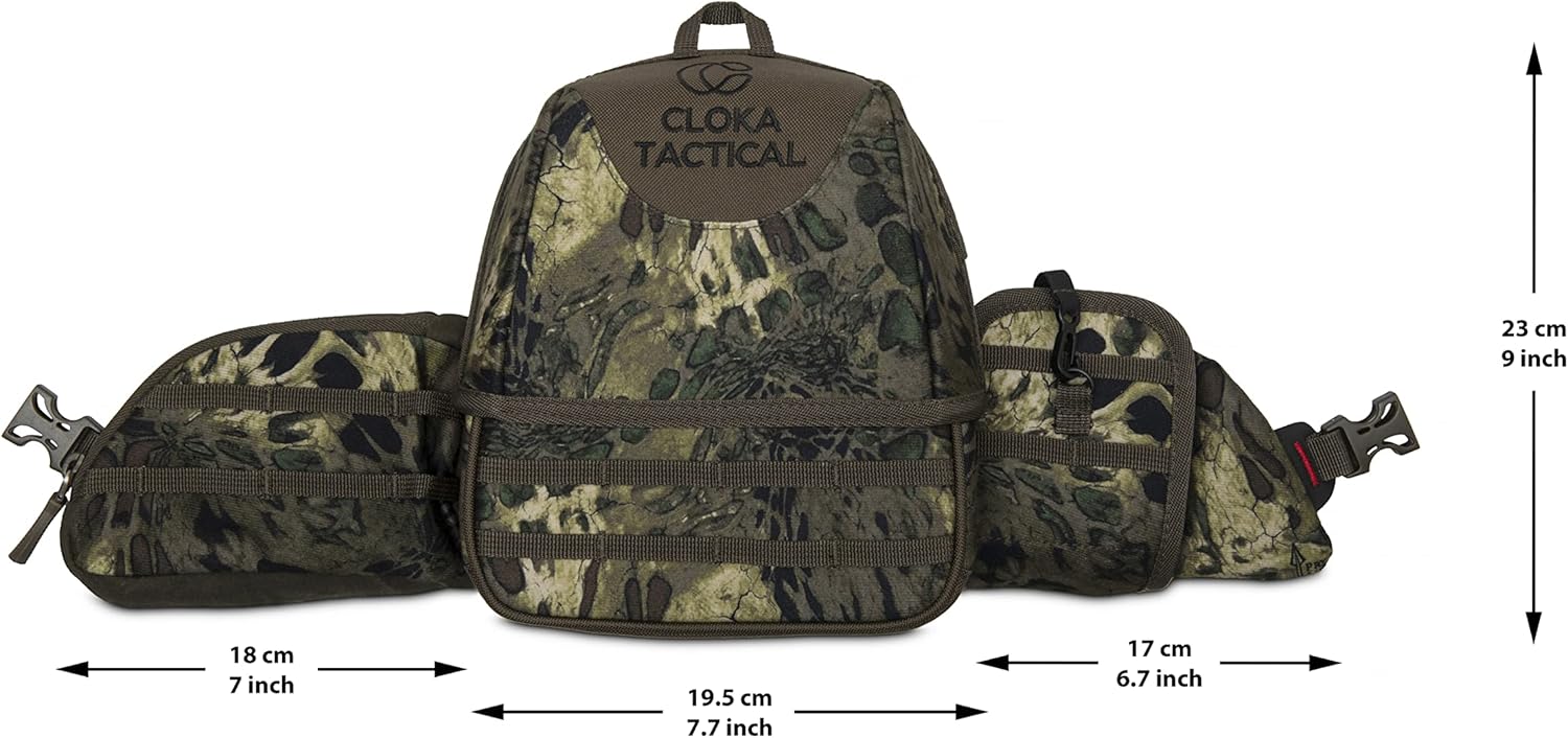 Cloka Binocular Bino Case Harness with Rangefinder Pouch Chest Pack Strap Waterproof Breathable Woodlands Camo for Hunting Bird Watching Outdoors