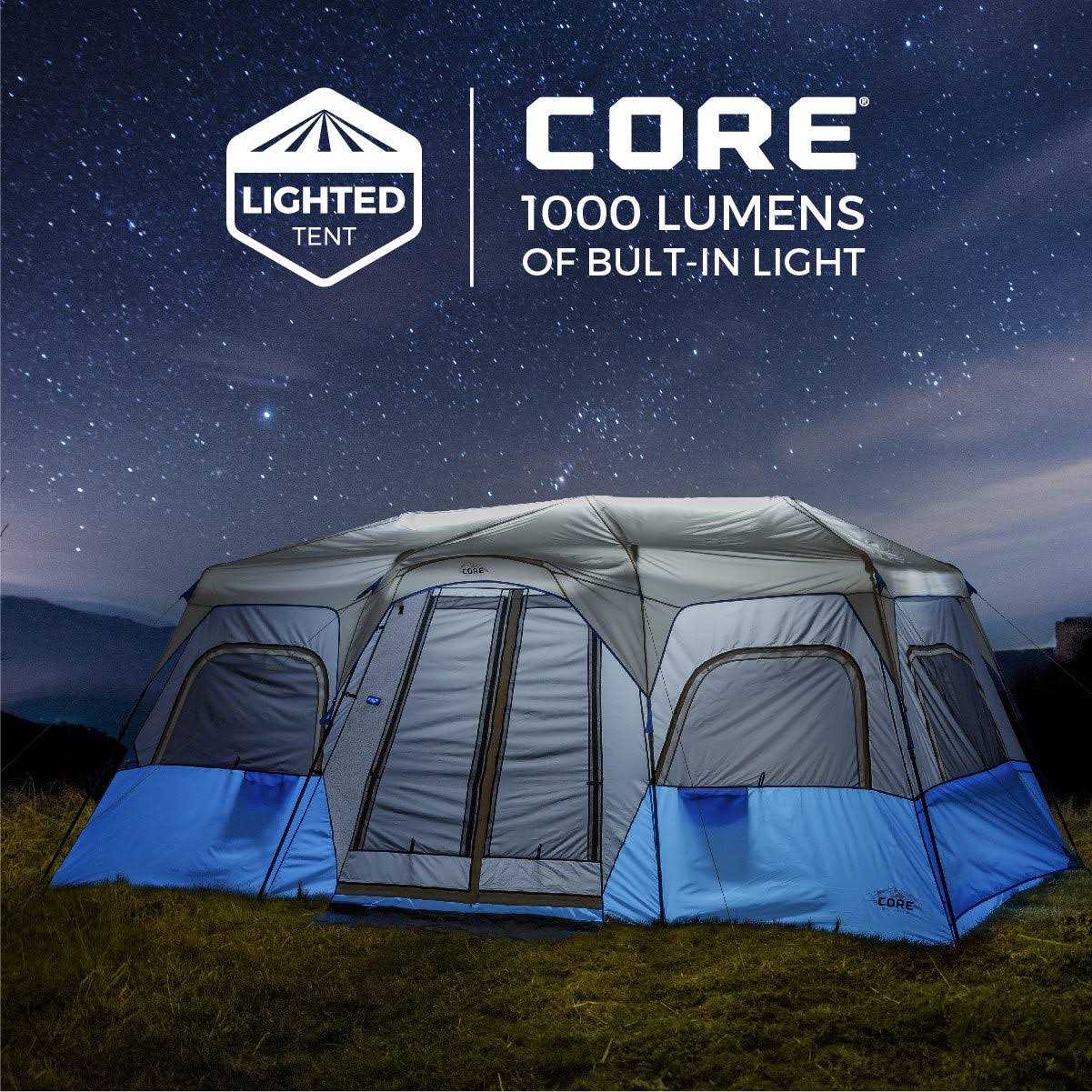 Core Equipment 12 Person Lighted Instant Cabin Tent - Sports Supplies Online Store