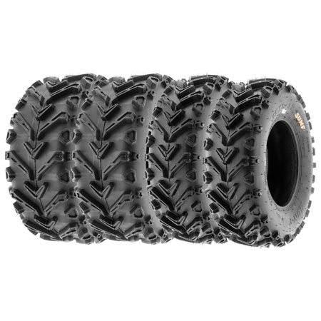 Sunf Full Set of Sport ATV UTV Tires 25x8-12 6 PR 2pcs 25x10-12 6 PR 2pcs A041, Black