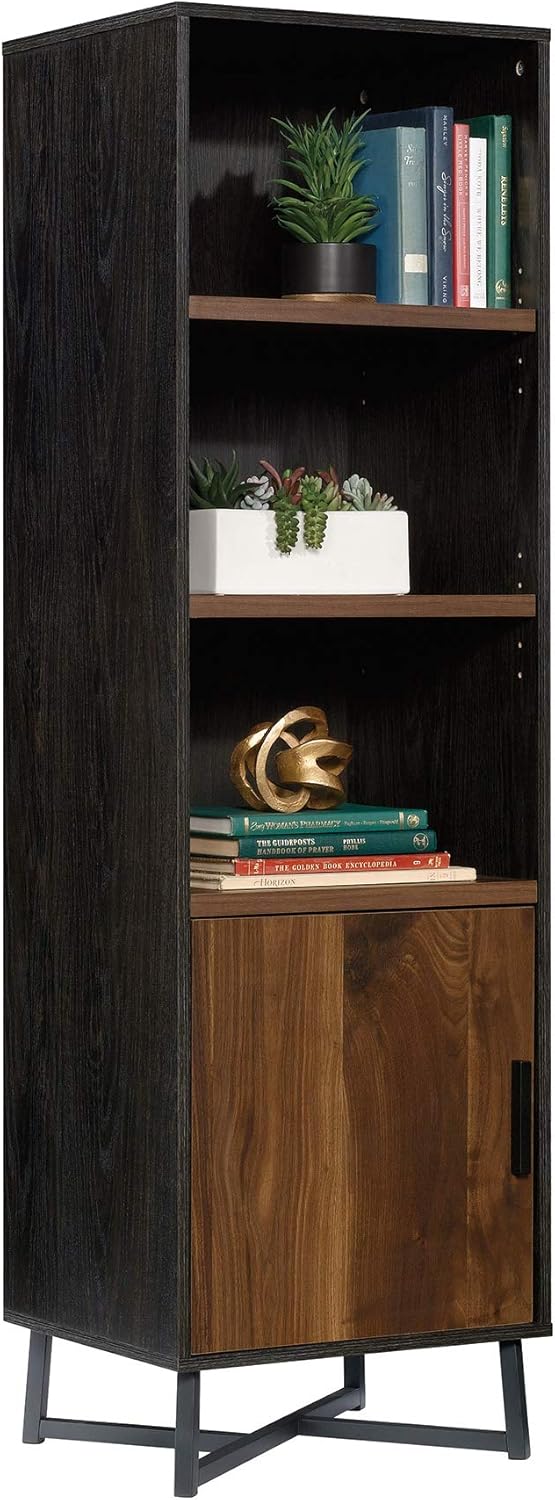 Sauder Canton Lane Bookcase with Door, L: 17.99 x W: 15.55 x H: 60.12, Brew Oak Finish