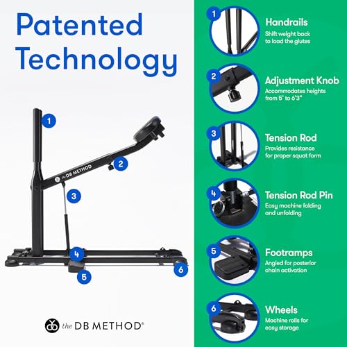 The DB Method Squat Machine, Workout Equipment for Home Gym, Exercise Leg and Glutes, Low Impact Lower Body Fitness Workouts, Training for Total-Body
