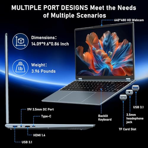 Gaming Laptop, 16 Inch Laptop Computer,MX350 Graphics Laptop,N95 4C/4T Processor(up to 3.4Ghz),32GB RAM 1TB SSD,16”FHD 1920 * 1200 Display,WiFi 5