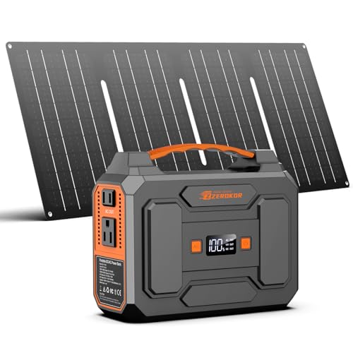 Portable Power Station with Foldable 40W Solar Panel, 100W Solar Powered Generator with Panels