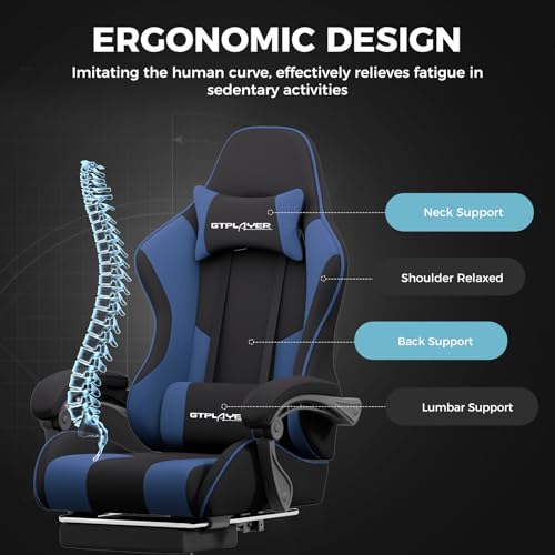 GTPLAYER Gaming Chair, Computer Chair with Footrest and Lumbar Support
