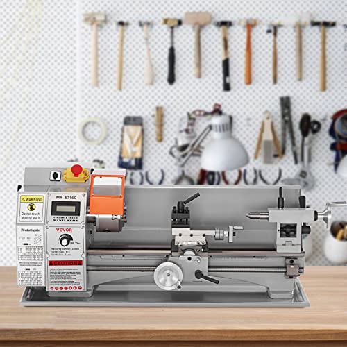 VEVOR Mini Metal Lathe Machine, 7'' x 16'', 800W Precision Benchtop Power Metal Lathe, 150-2500 RPM Continuously Variable Speed