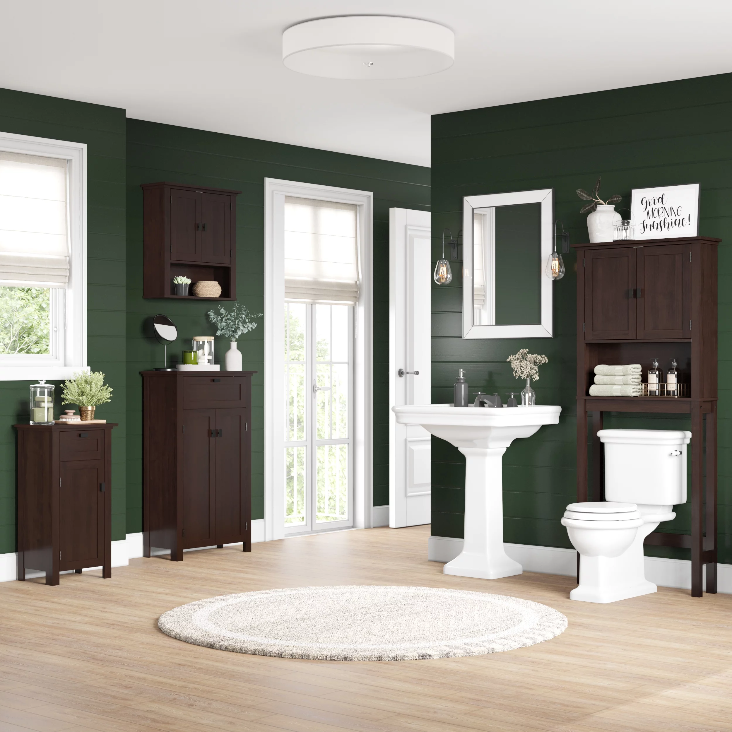 RiverRidge Home Hayward Two-Door Floor Cabinet, Dark Woodgrain