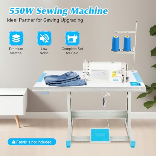 Heavy Duty Sewing Machine with Servo Motor, 550W Commercial Sewing Machine Electric Sewing Machine with 14 Needles