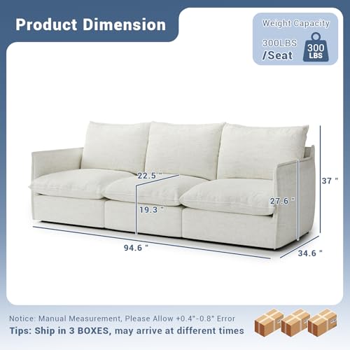 Cloud Modular Sectional Sofa, Waterproof Down Filled Sectional Sofas, High Backrest V Shaped 5 Seater Sectional Couches for Living Room