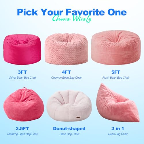 Hobestluk 3 in 1 Bean Bag Chair Giant Bean Bag Chairs Convertible Bean Bag Floor Cushion with Machine Washable Cover