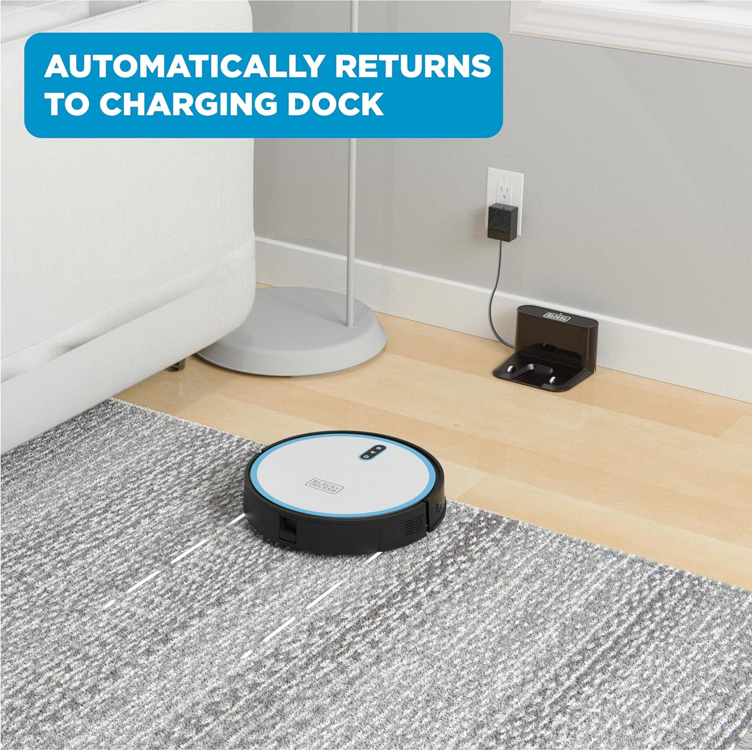 BLACK+DECKER Roboseries Robot Vacuum - 2000Pa Suction, Smart Mapping, App & Remote Control, 120 Min Runtime, Self-Charging, Works with Alexa