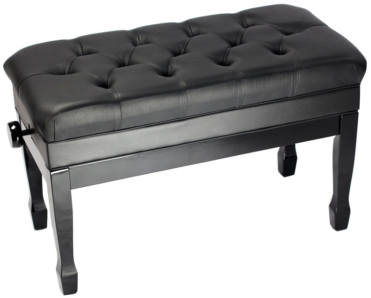 Griffin Genuine Leather Piano Bench Oversize Duet Vintage Black Solid Wood & Ergonomic Keyboard Stool 2 Person Cushion Seat & Sheet Music Book