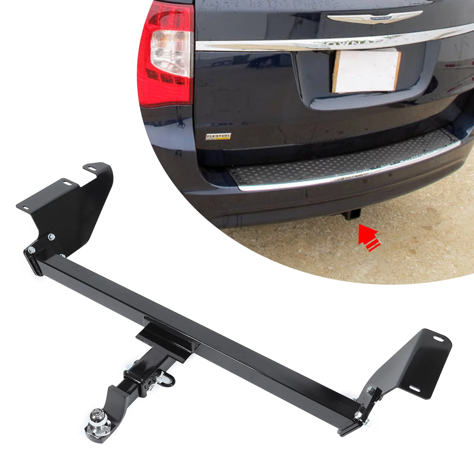 Kojem Trailer Hitch Fit for 2008-2020 Dodge Grand Caravan Class 3 Trailer Tow Hitch Receiver 2" Fit for Chrysler Town & Country RAM C/V Tradesman