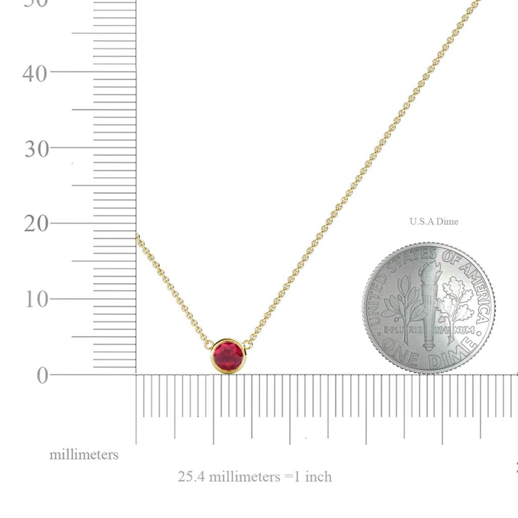 TriJewels Round Ruby 0.25 ct Bezel Set 4mm Womens Solitaire Pendant Necklace 14K Yellow Gold with 16 Inches Gold Chain