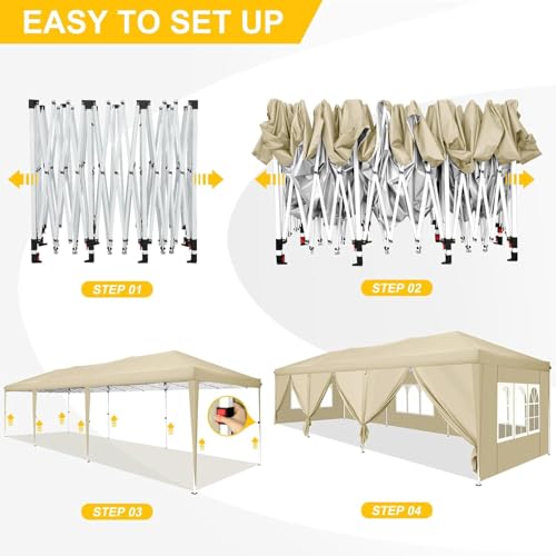 COBIZI Canopy 10x20 Pop Up Canopy Tent with 6 Sidewalls Party Tents for Parties Weddings Backyard Waterproof Canopy Outdoor Commercial Canopy Event