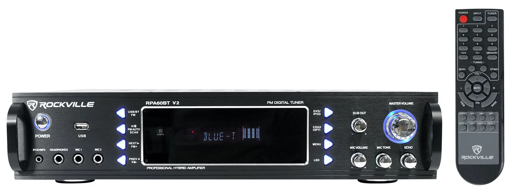 Rockville 1000w Home Theater Bluetooth Receiver+(4) In-Ceiling 6.5" LED Speakers