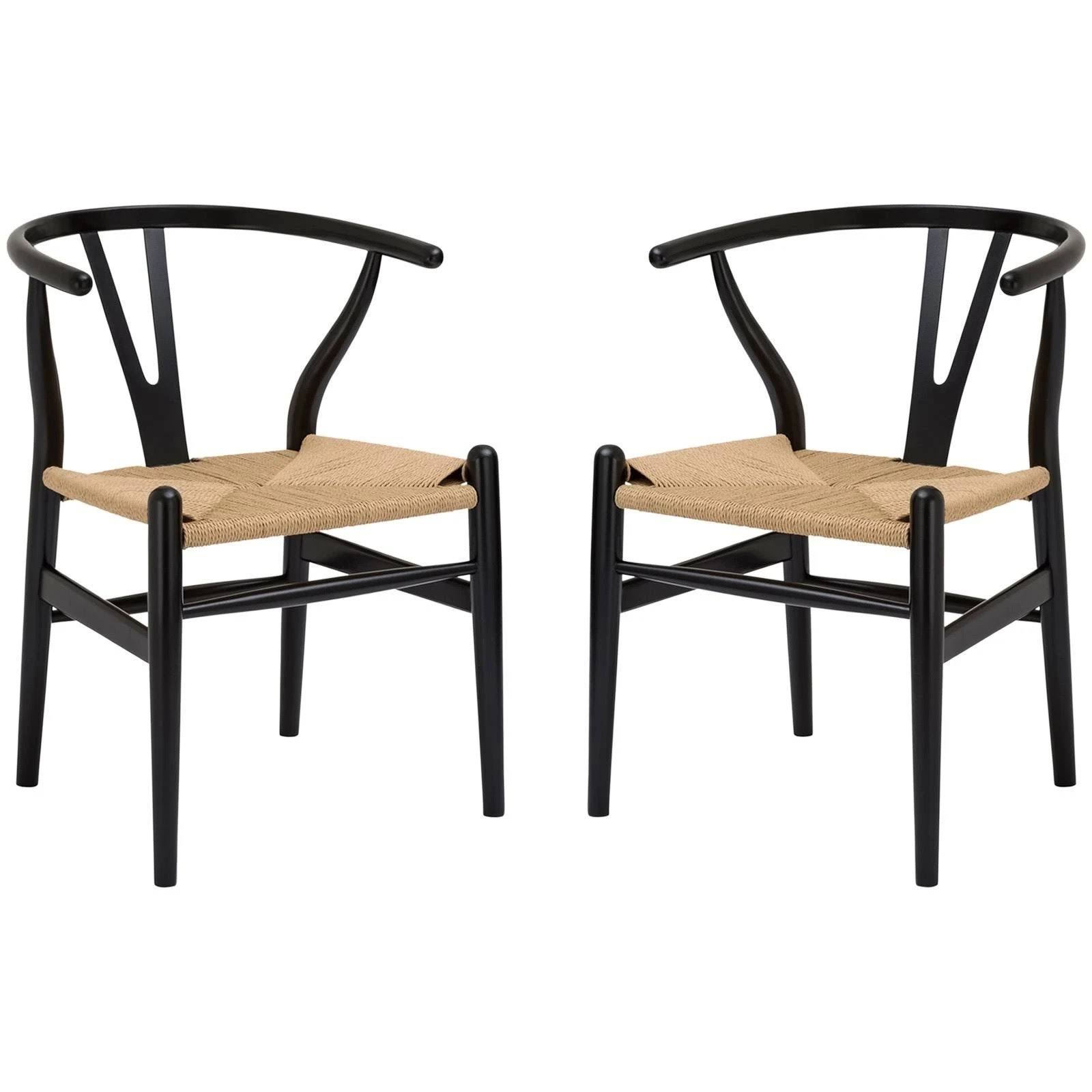 Poly and Bark Weave Chairs (Set of 2) (Black)