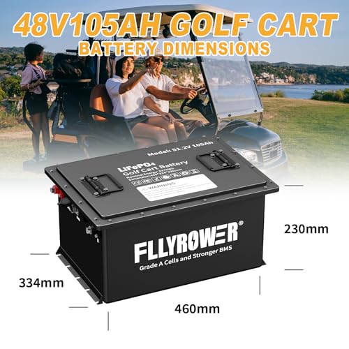 FLLYROWER 12V Lithium Battery 100AH With BMS and 16500 Deep Cycles 12V 100AH Lifepo4 Battery Grade A Cells for Marine Trolling Motor RV camping Solar