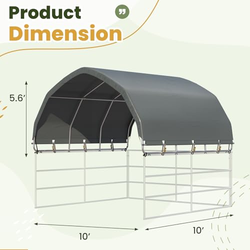 YOLENY Corral Shelter (Green, 12'x12'), Heavy Duty Round Style Canopy, Waterproof and UV Treated Universal Cover