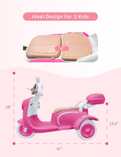 Kids Electric Motorcycle,3 Wheel Bike, Electric Scooter for 3 Year Old,3-Wheel 12V Ride On Scooter for Kids with Storage Compartments