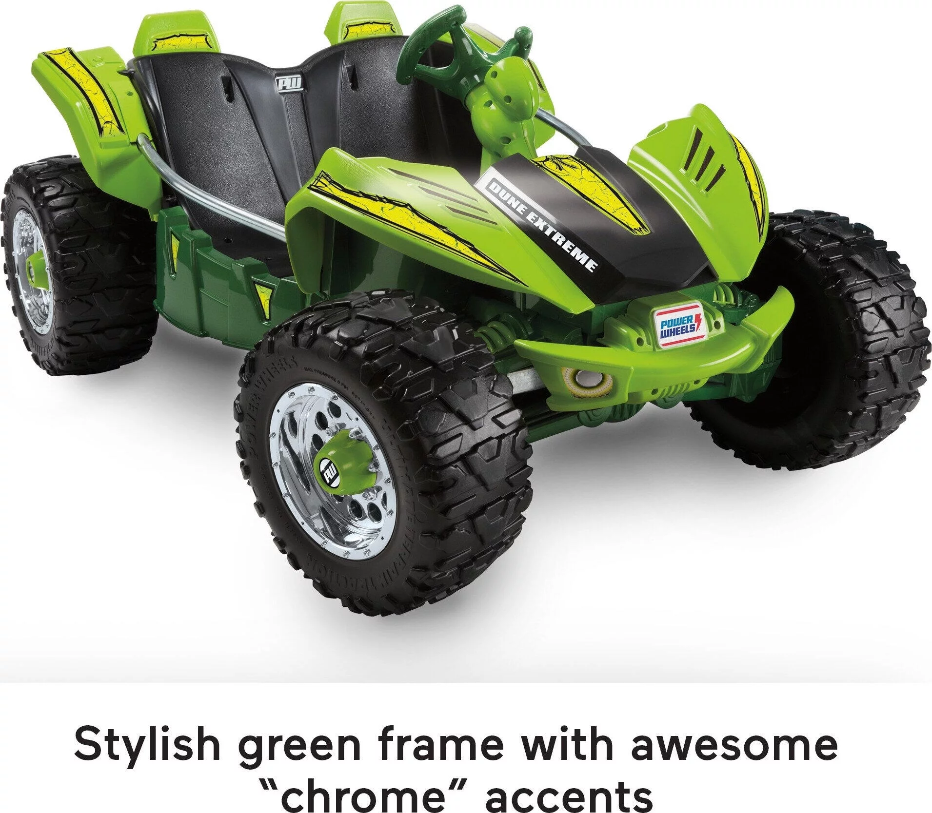 12V Power Wheels Dune Racer Extreme Battery-Powered Ride-On Vehicle with Storage Area, Green
