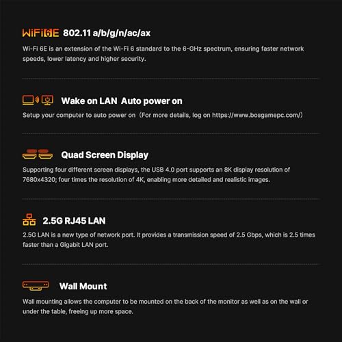 E2 Mini PC, Desktop Computers Ryzen 5 3550H, 16GB RAM 512GB NVMe SSD, Triple Display PC, USB-C & Dual HDMI Ports, Gigabit Ethernet, for Office