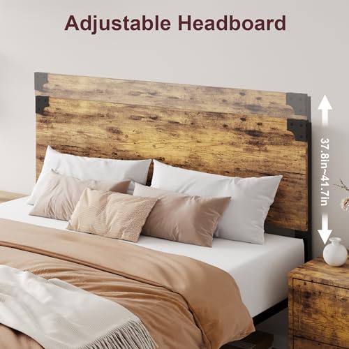 GAOMON Full Bed Frame, Platform Full Size Bed Frame with Wood Headboard, Metal Full Bed Frame with Under Bed Storage and Support Legs, Noise Free