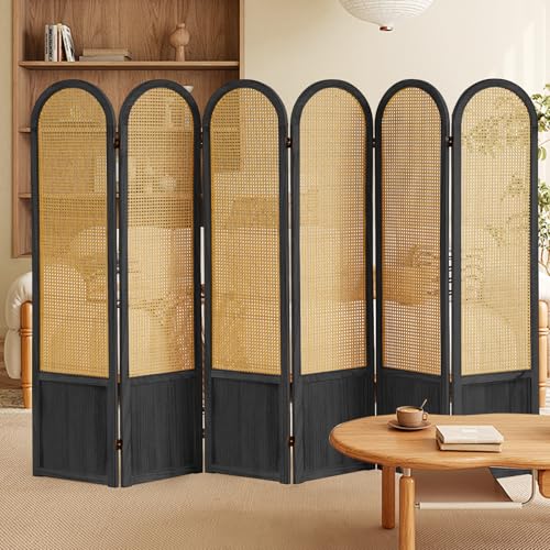 Room Divider 4 Panel, Folding Privacy Screen, Foldable Wood Divider Room Dec, Rattan Room Divider, Portable Partition Screen