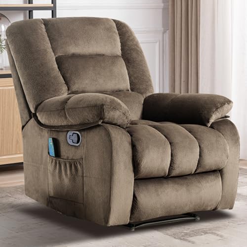 Massage Recliner Chair with Heat and Massage, Soft Fabric Ergonomic Manual Reclining Chairs