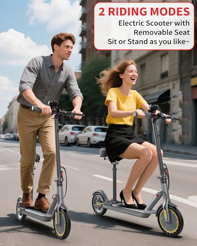 Electric Scooter with Seat, Adults Electric Scooter, Up to 16 Mph, 8.5'' Tire, 350W Motor, E-Scooter with Double Braking Systems for Adults and Teens